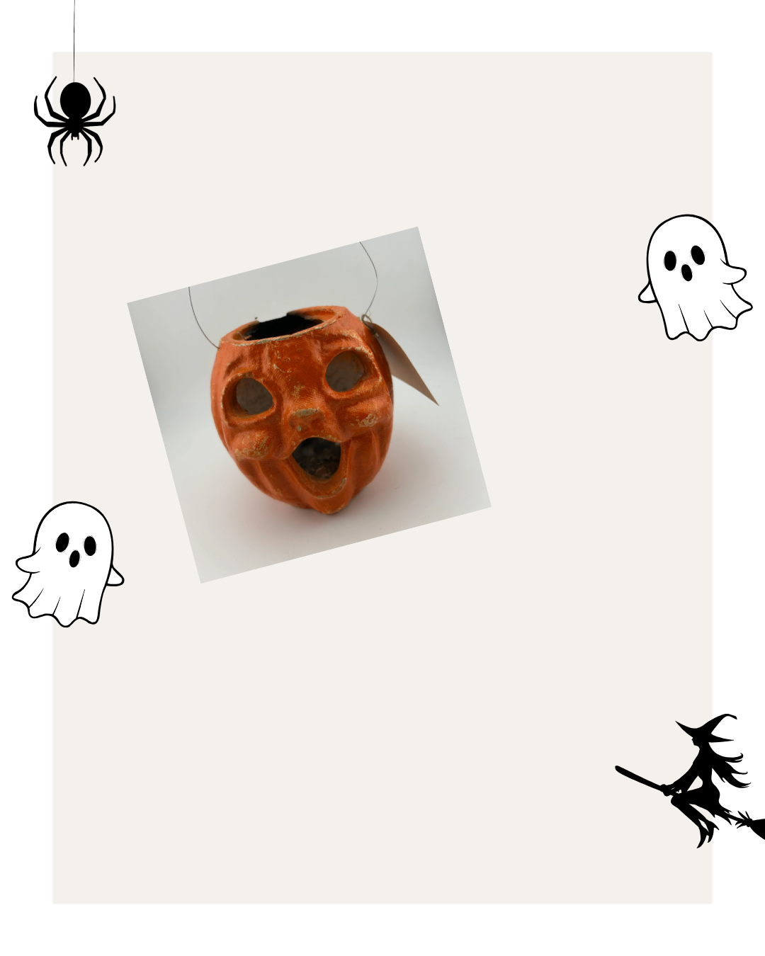 Vintage 4.5” Paper Mache Jack O Lantern