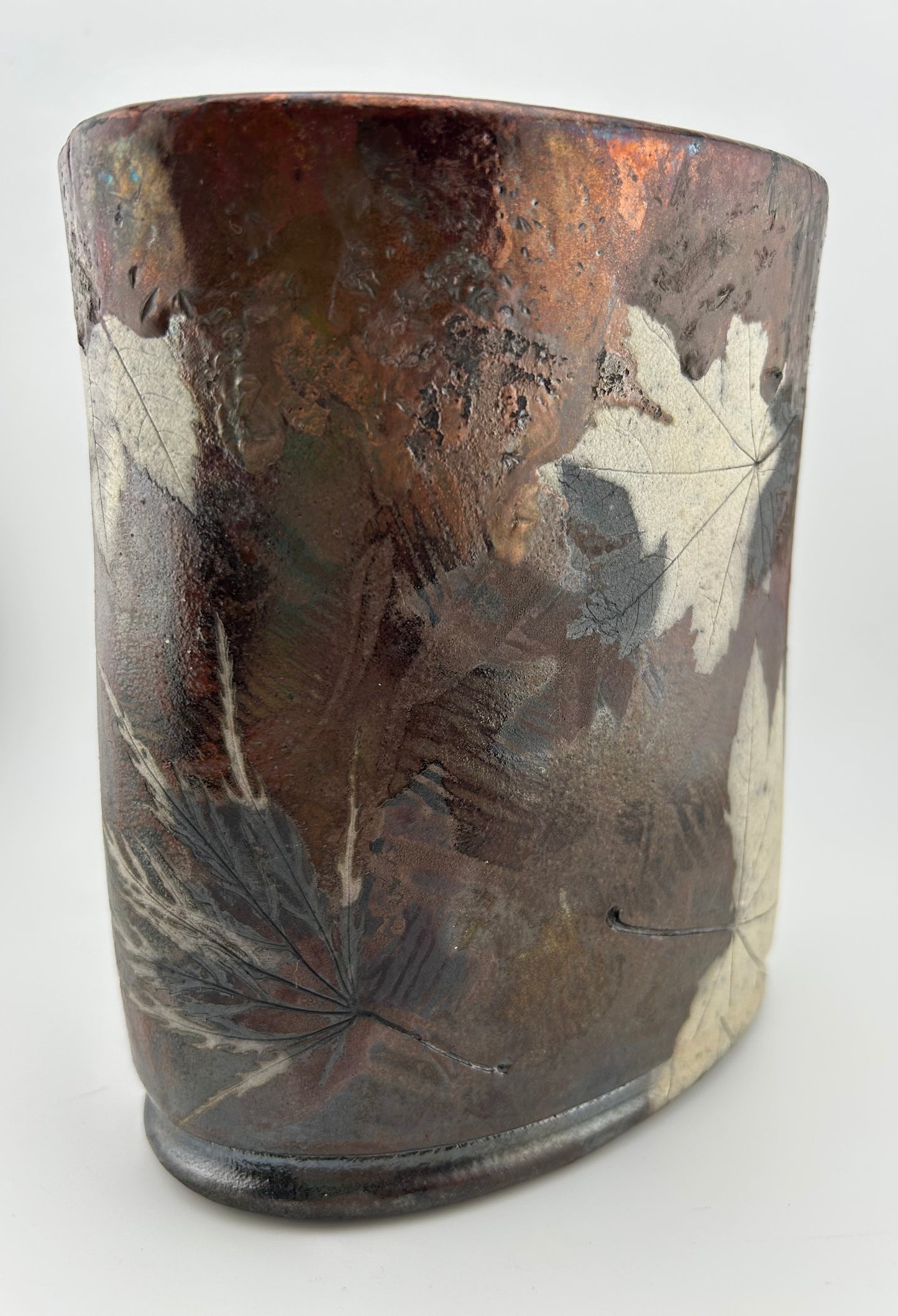 Fall Leaves Raku Vase by Dave & Boni Deal
