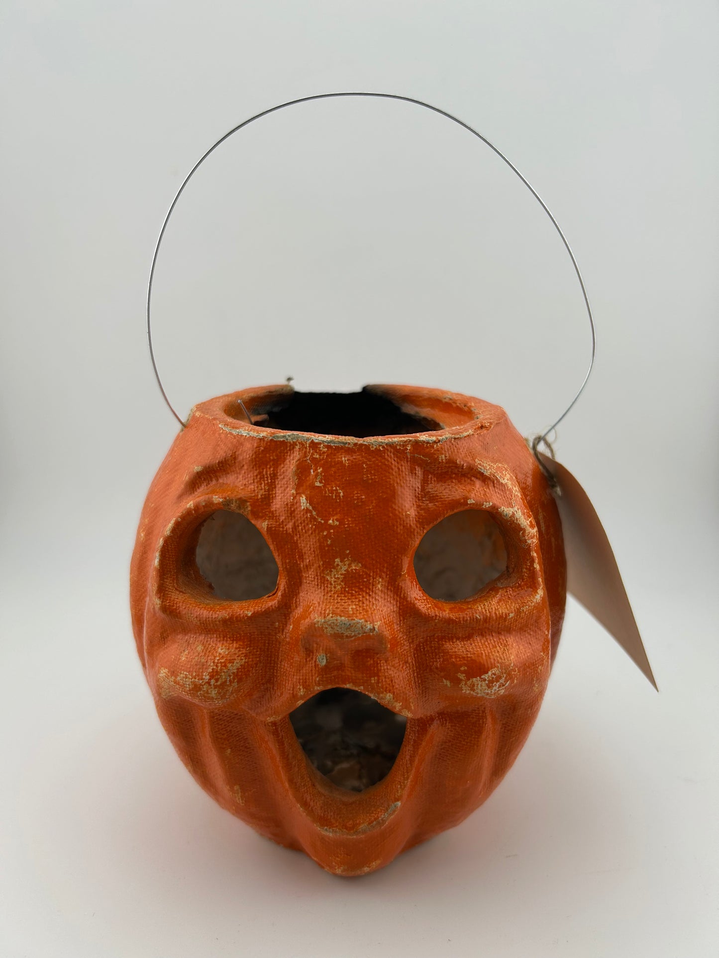 Vintage 4.5” Paper Mache Jack O Lantern