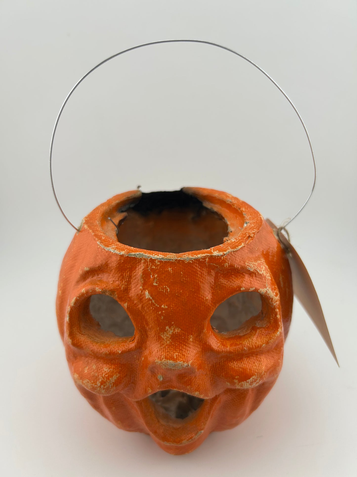 Vintage 4.5” Paper Mache Jack O Lantern