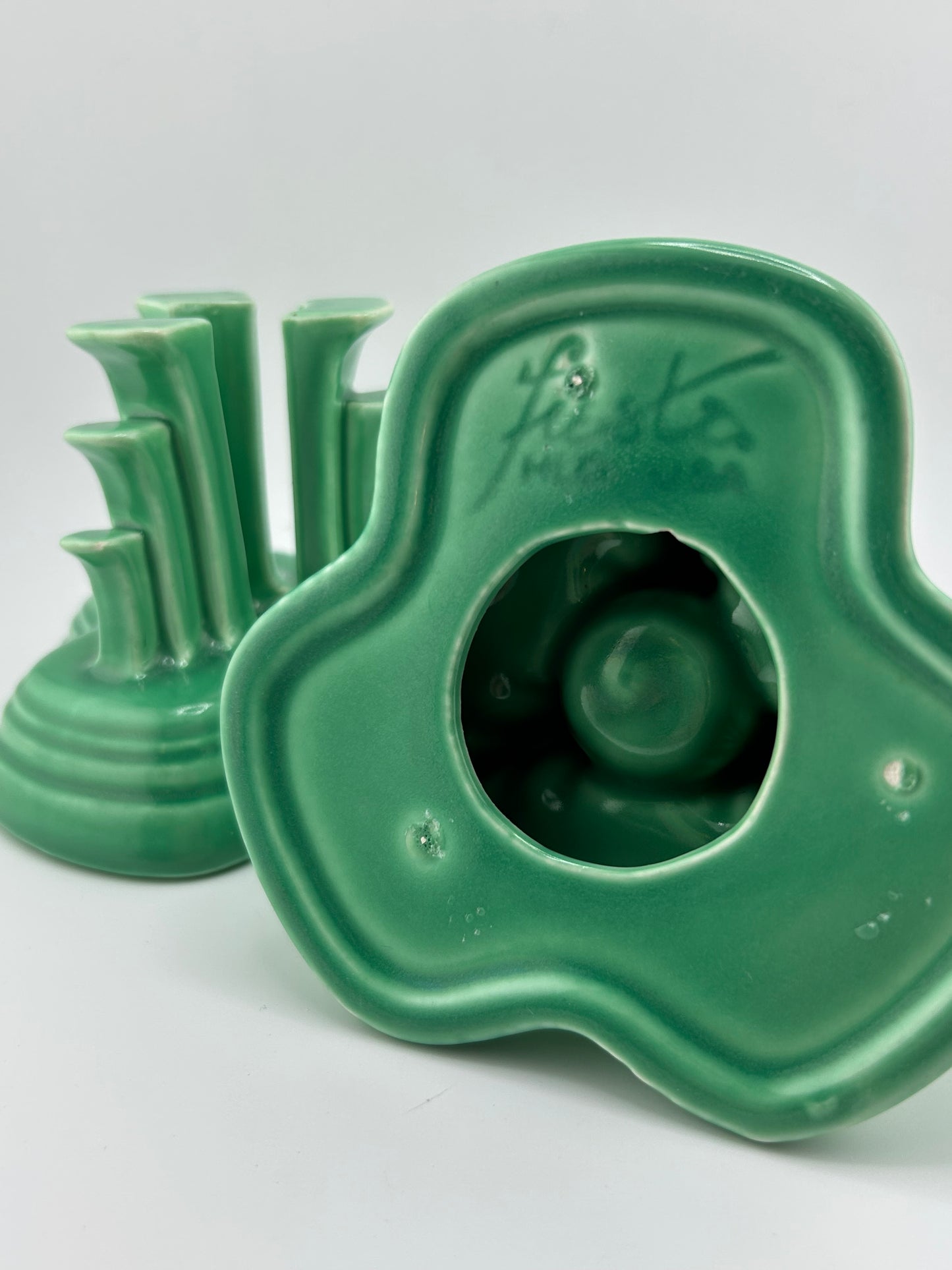 Vintage Fiestaware Green Tripod Candleholders (Set of 2)
