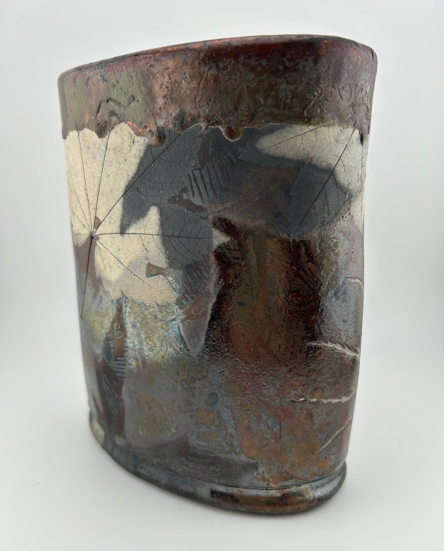 Fall Leaves Raku Vase by Dave & Boni Deal
