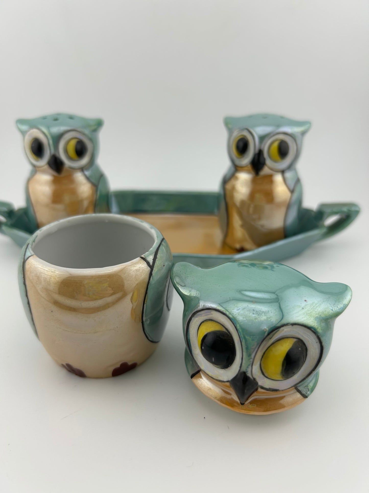 Lustreware Owl Condiment Set