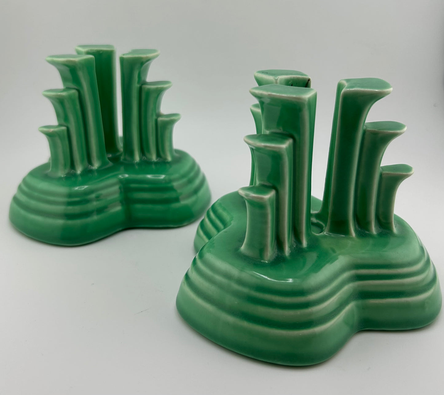 Vintage Fiestaware Green Tripod Candleholders (Set of 2)