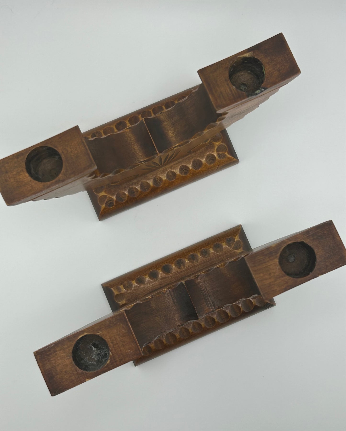 Wood Double Candle Stick Holder (Set of 2)