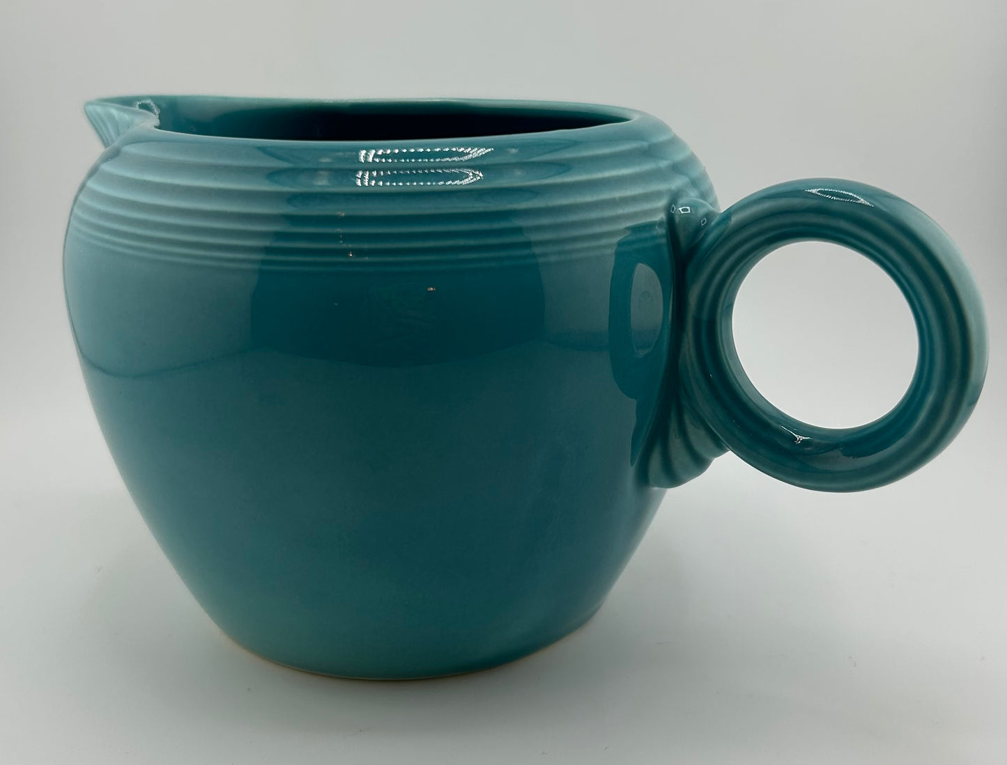 Vintage Fiestaware Turquoise O-Ring Pitcher