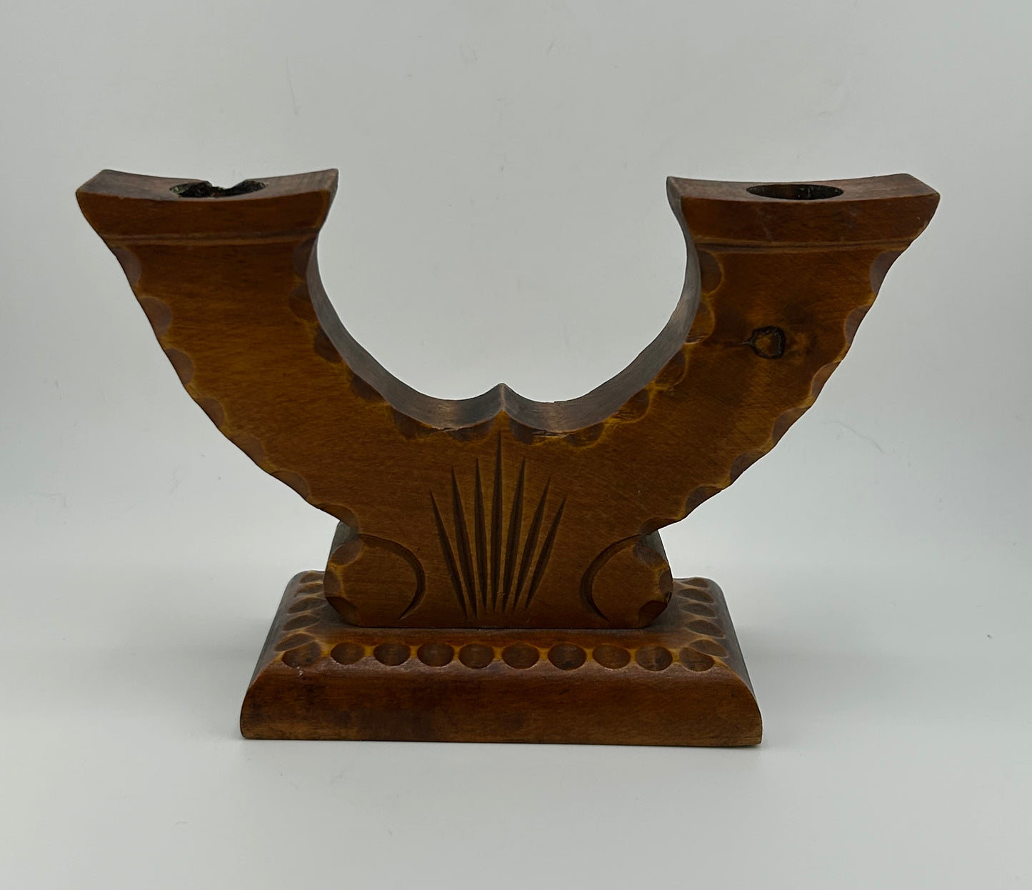 Wood Double Candle Stick Holder (Set of 2)