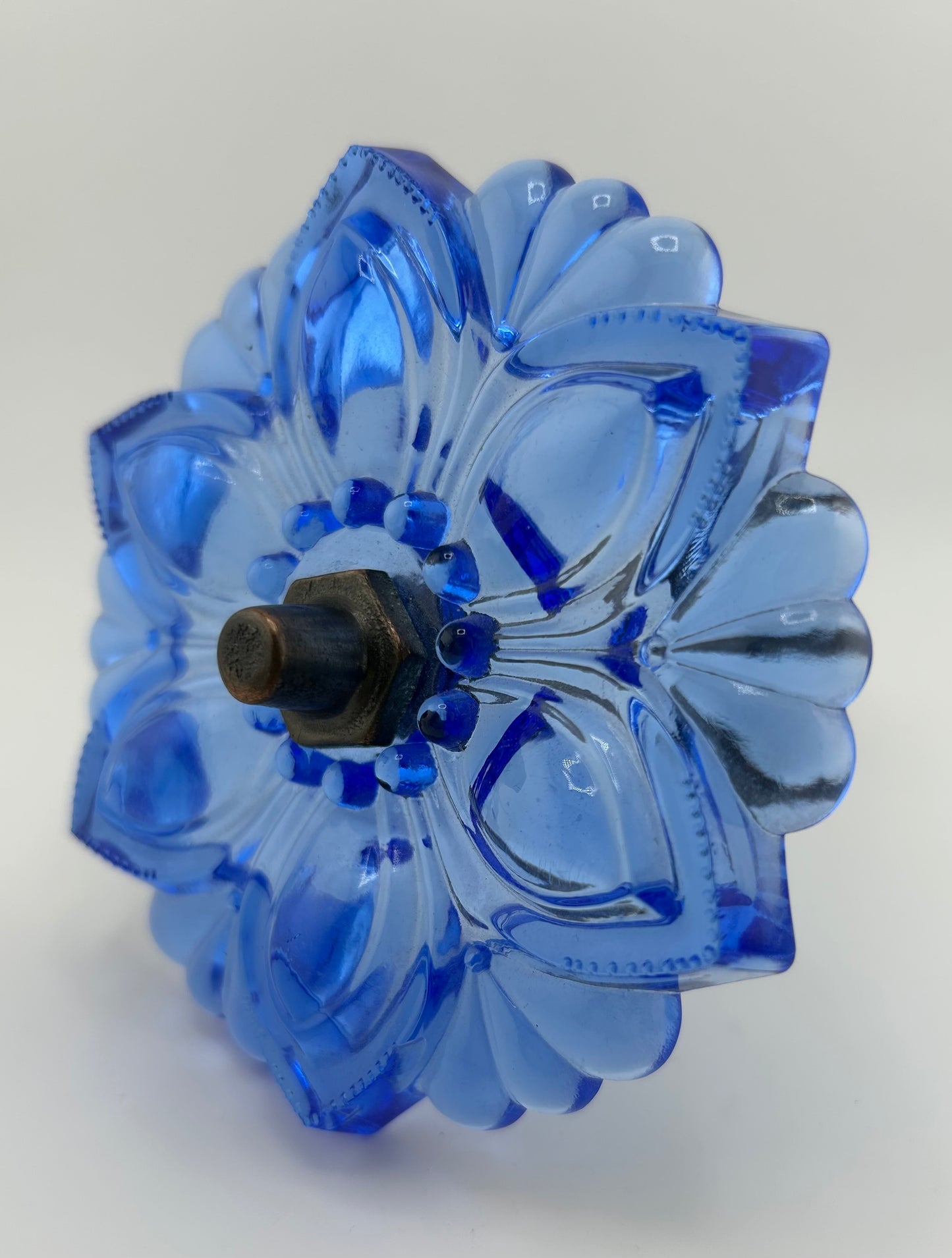 Blue Pressed Glass Curtain Tie-Back Holders