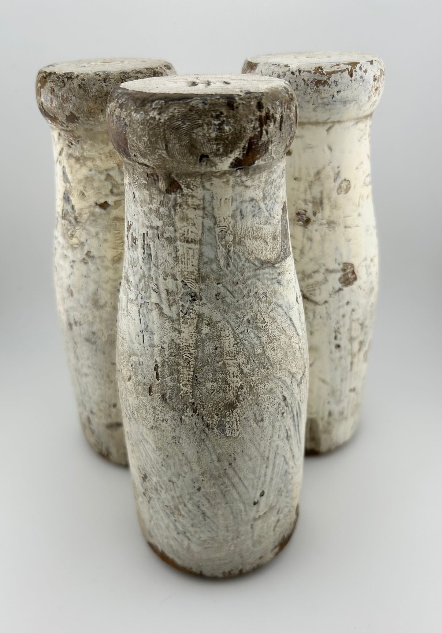 Antique Wood Carnival Milk Bottles (Set of 3)