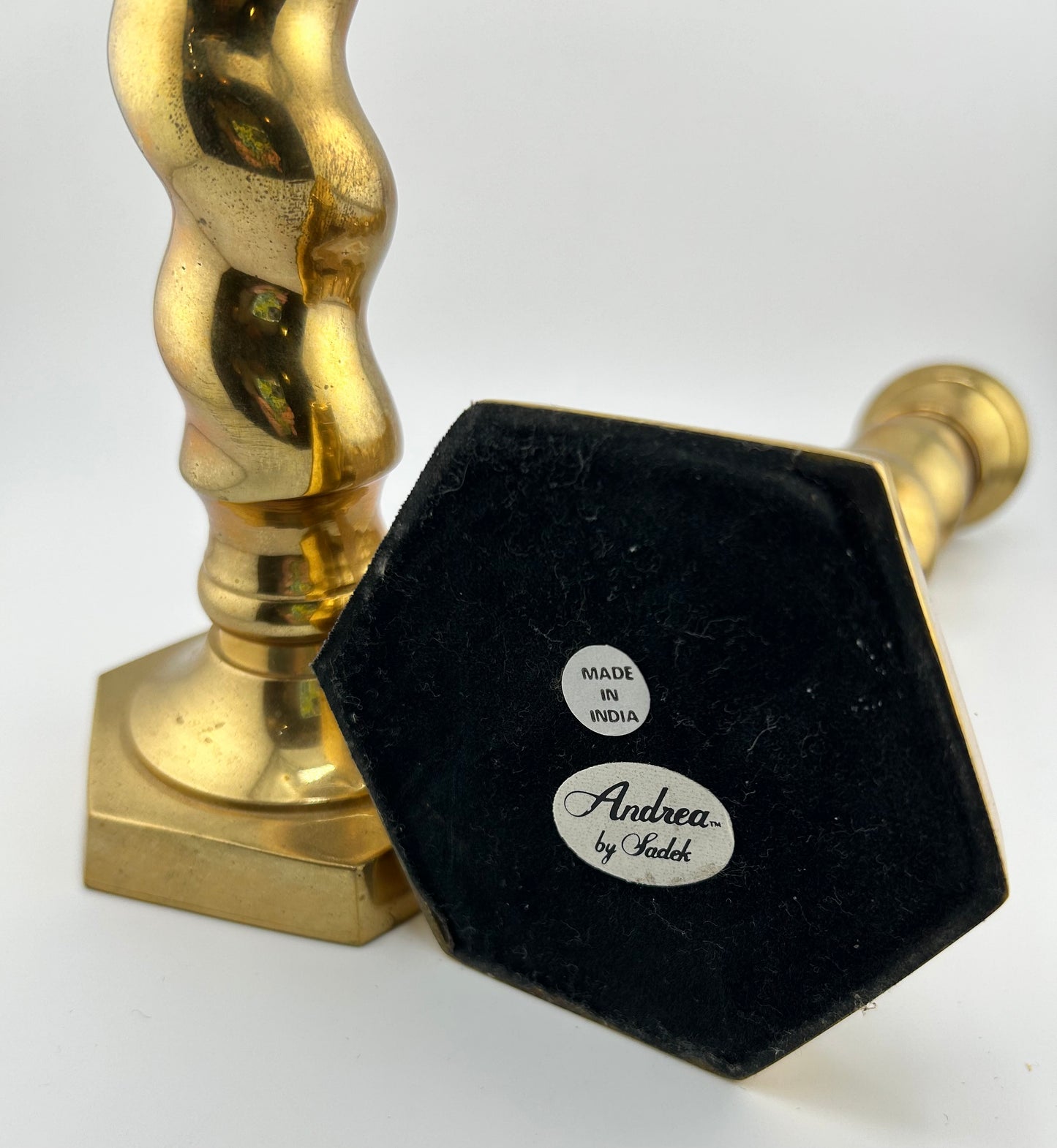 Andrea by Sadek Brass Candleholder Pair
