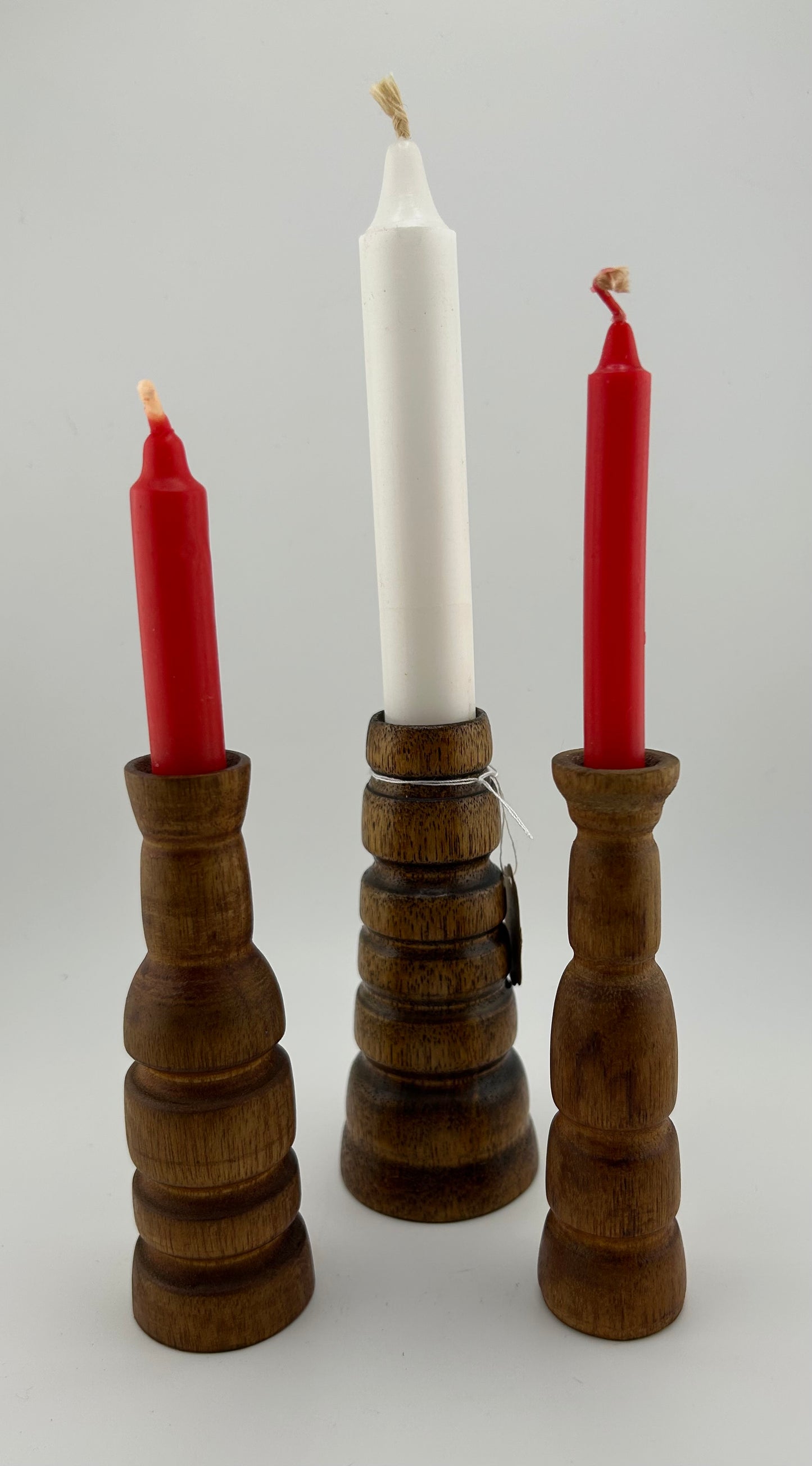 Small Rustic Wood Candleholders