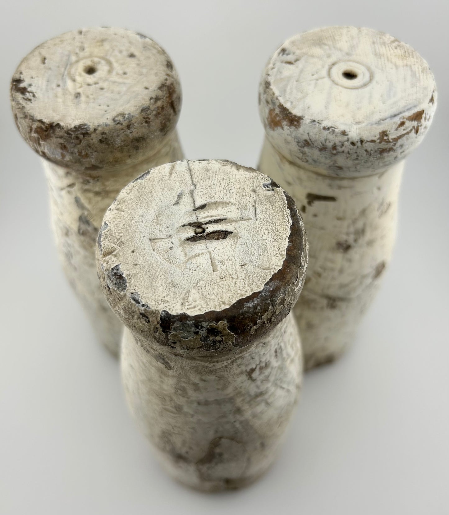 Antique Wood Carnival Milk Bottles (Set of 3)