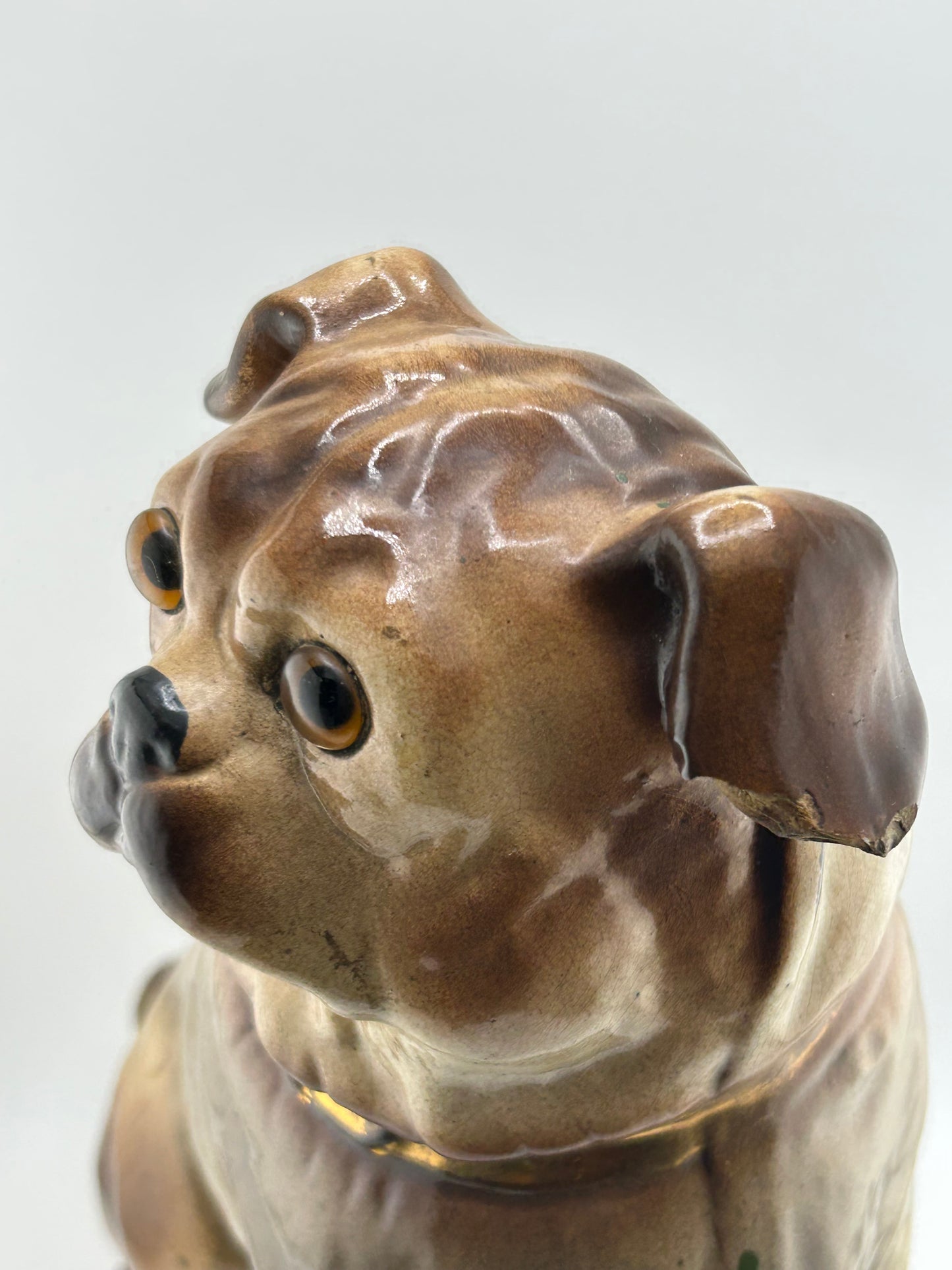 Vintage Pug Figure with Glass Eyes (as found)
