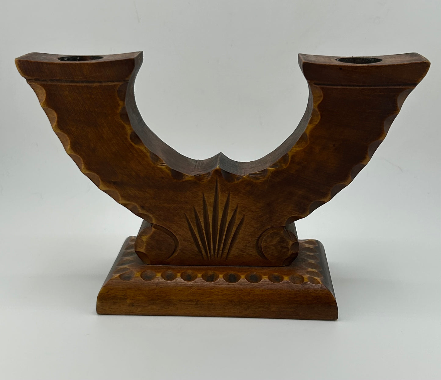Wood Double Candle Stick Holder (Set of 2)