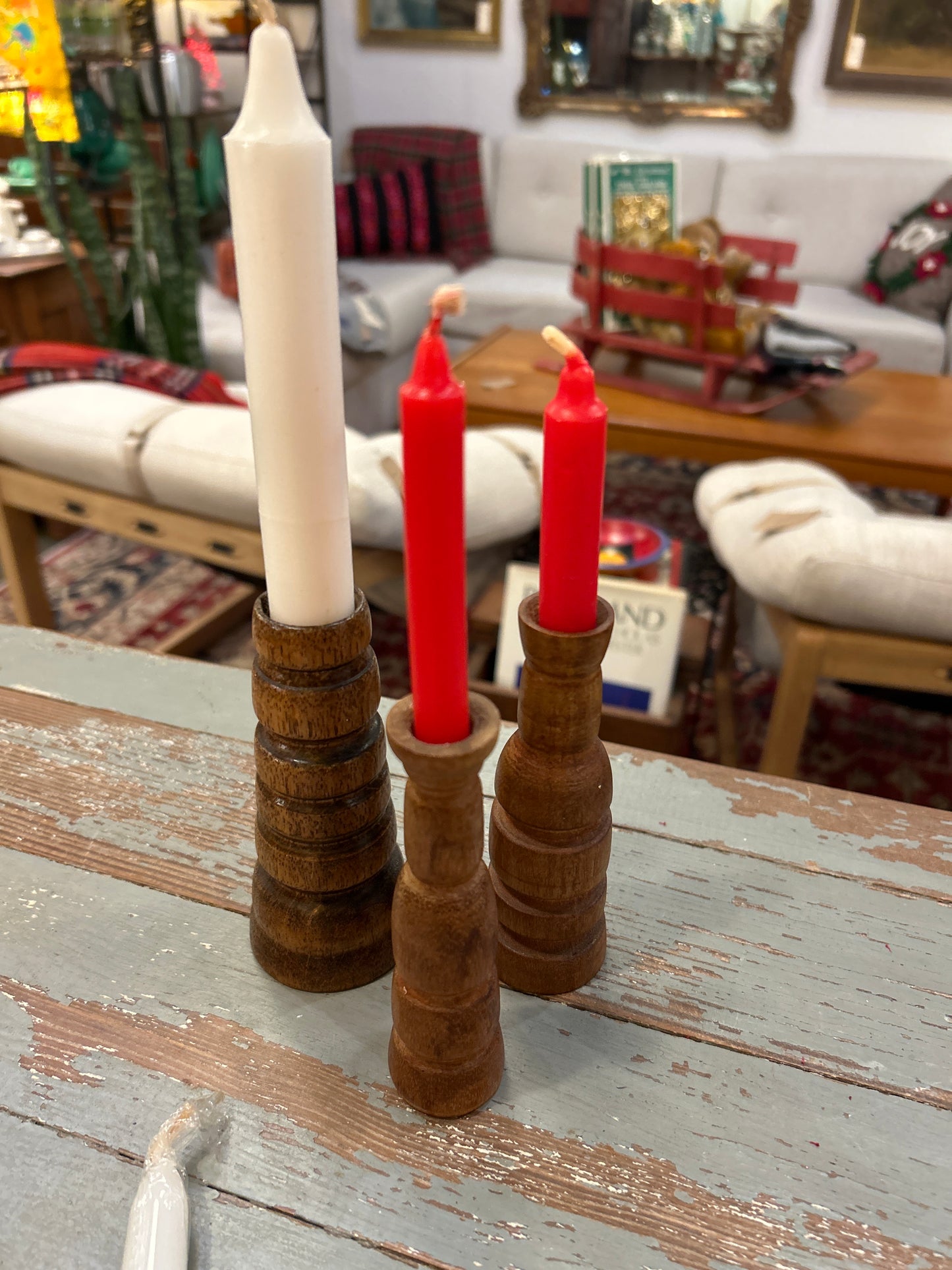 Small Rustic Wood Candleholders