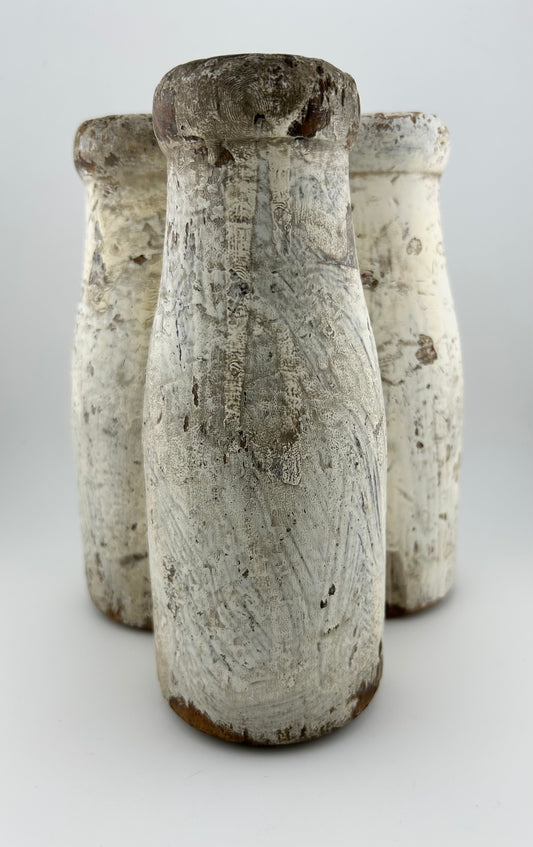 Antique Wood Carnival Milk Bottles (Set of 3)