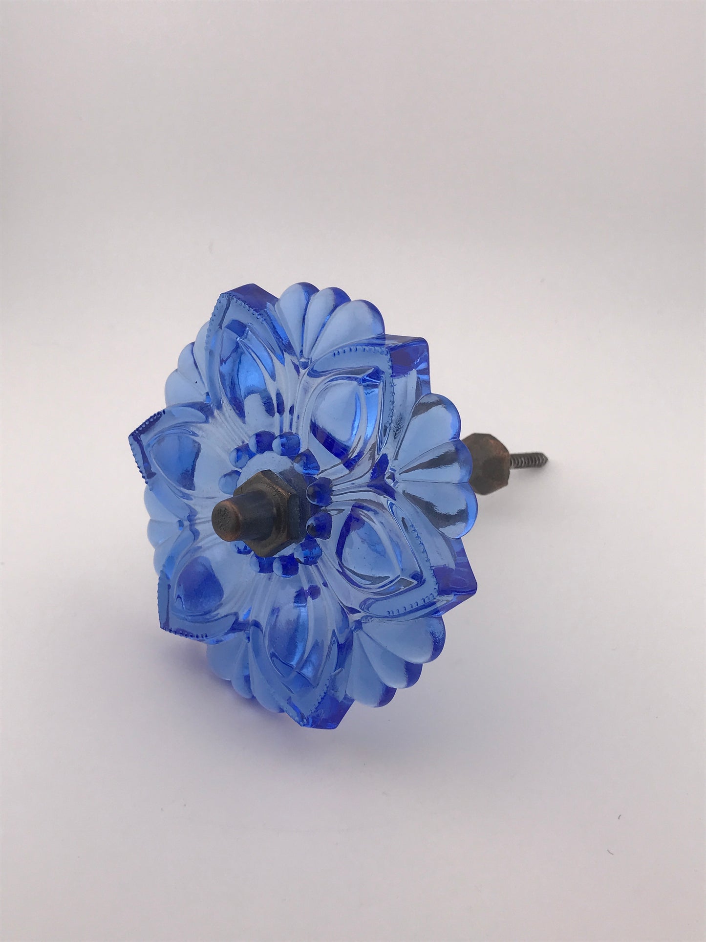 Blue Pressed Glass Curtain Tie-Back Holders