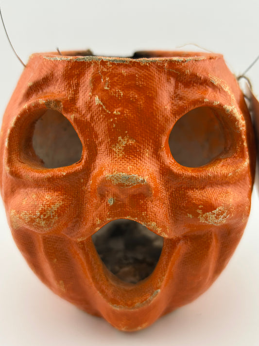 Vintage 4.5” Paper Mache Jack O Lantern