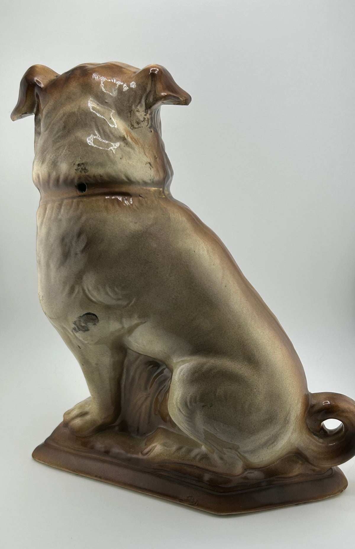 Vintage Pug Figure with Glass Eyes (as found)