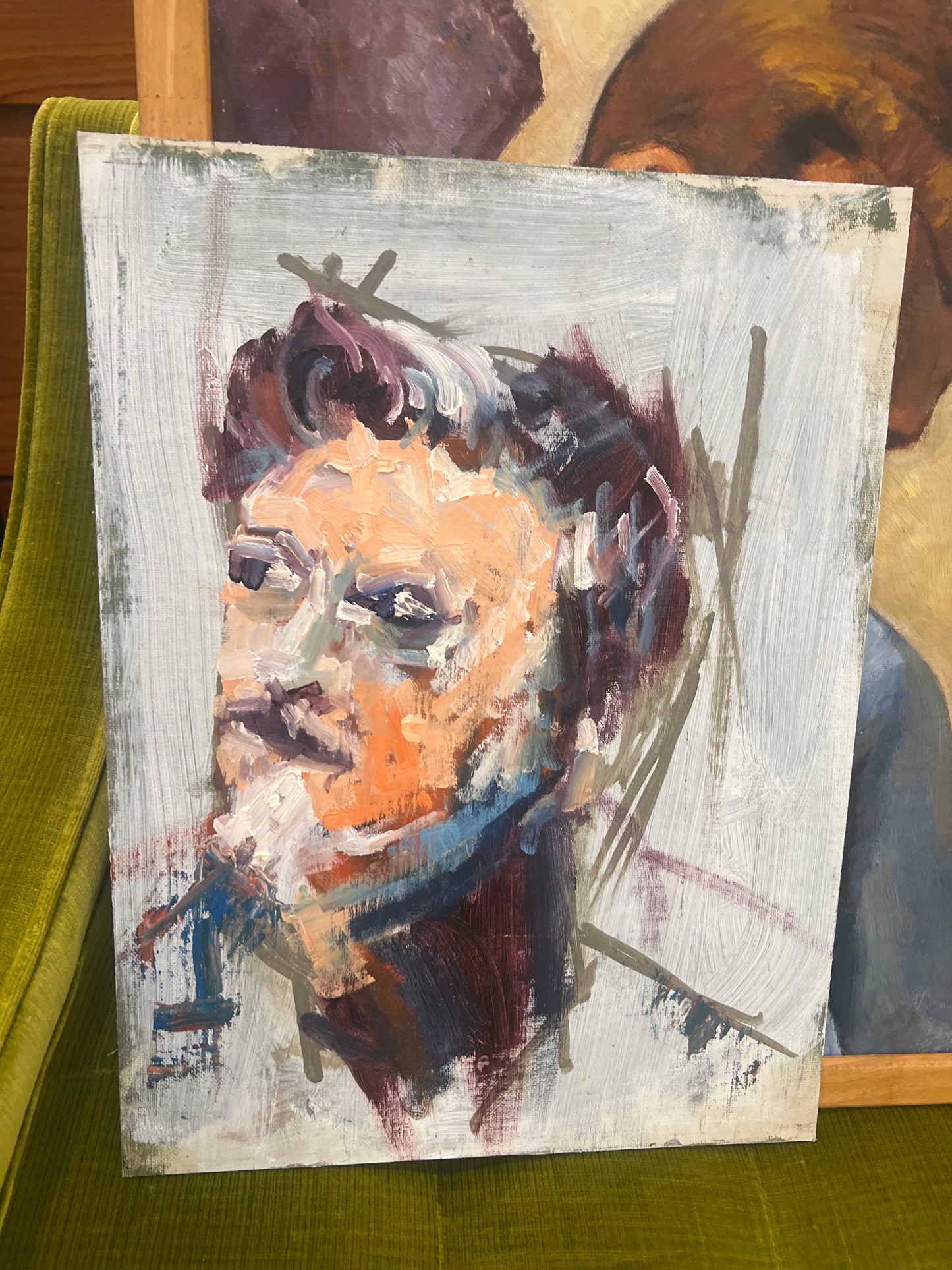 Abstract Male Portrait on Board Unframed
