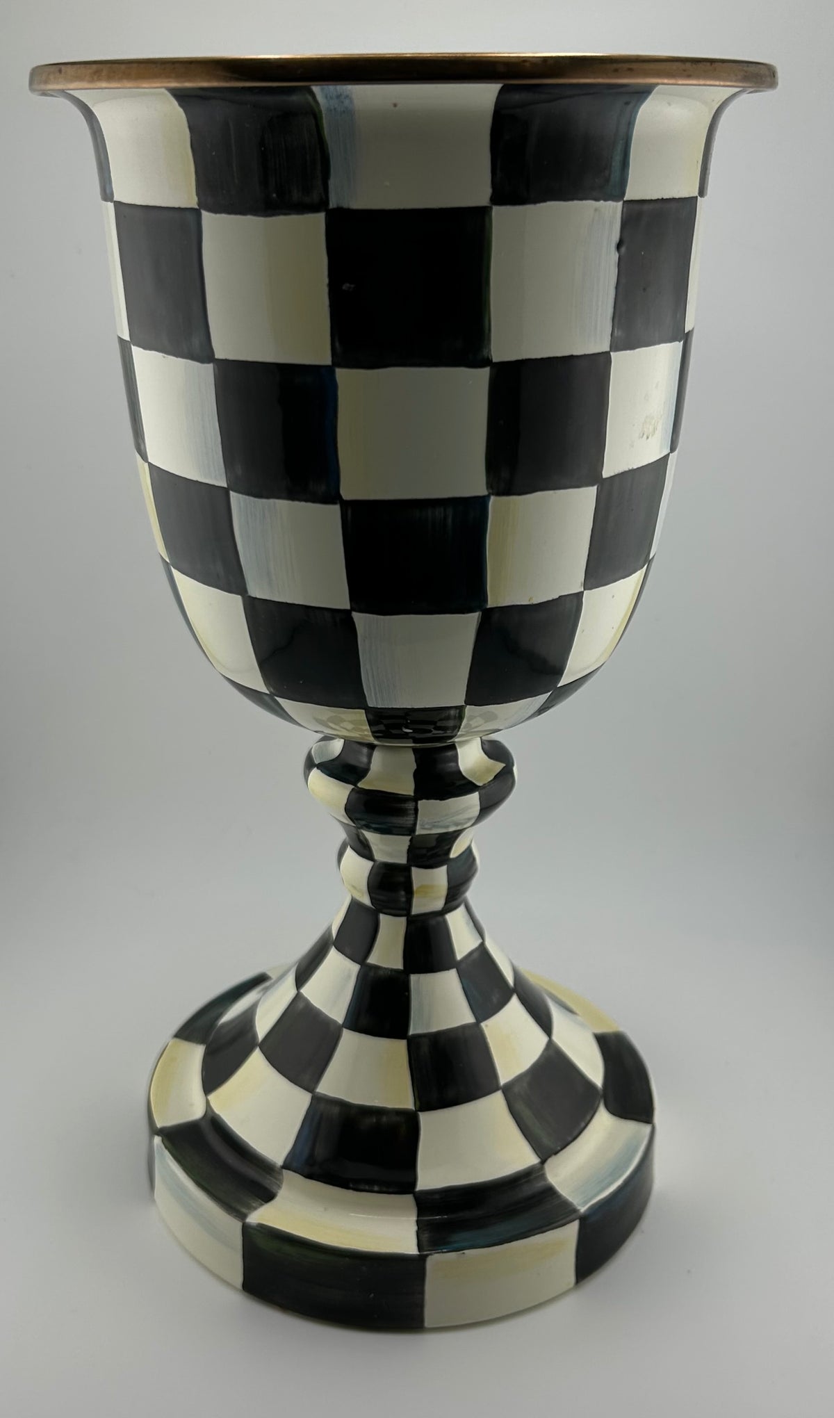 Mackenzie Childs Courtly Check Enamel Urn