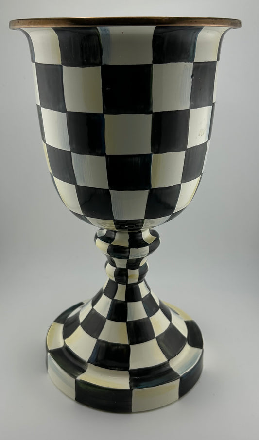 Mackenzie Childs Courtly Check Enamel Urn