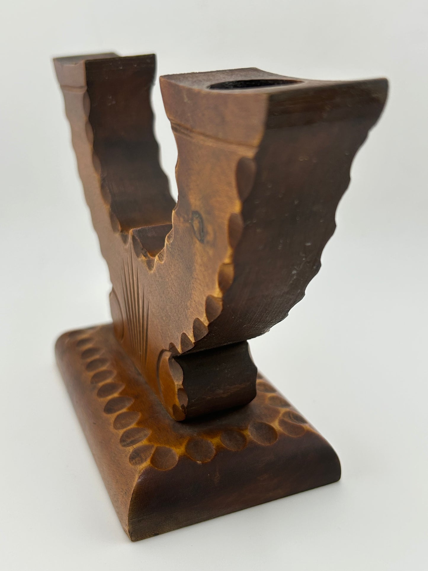 Wood Double Candle Stick Holder (Set of 2)
