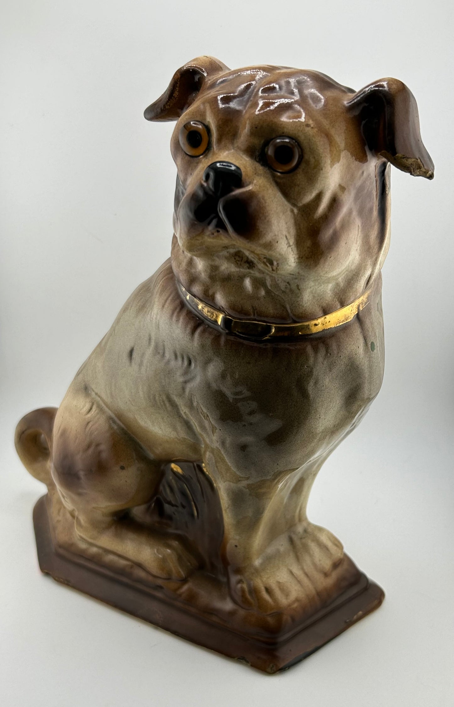 Vintage Pug Figure with Glass Eyes (as found)