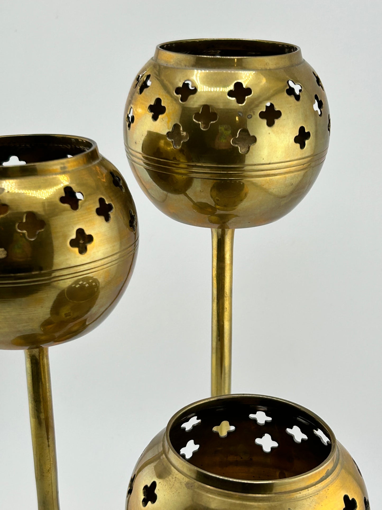 Vintage Brass Tealight Holders (Set of 3)