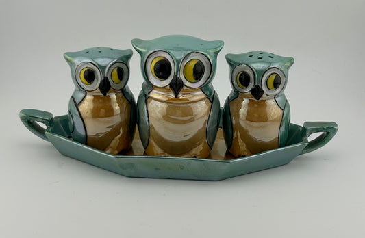 Lustreware Owl Condiment Set