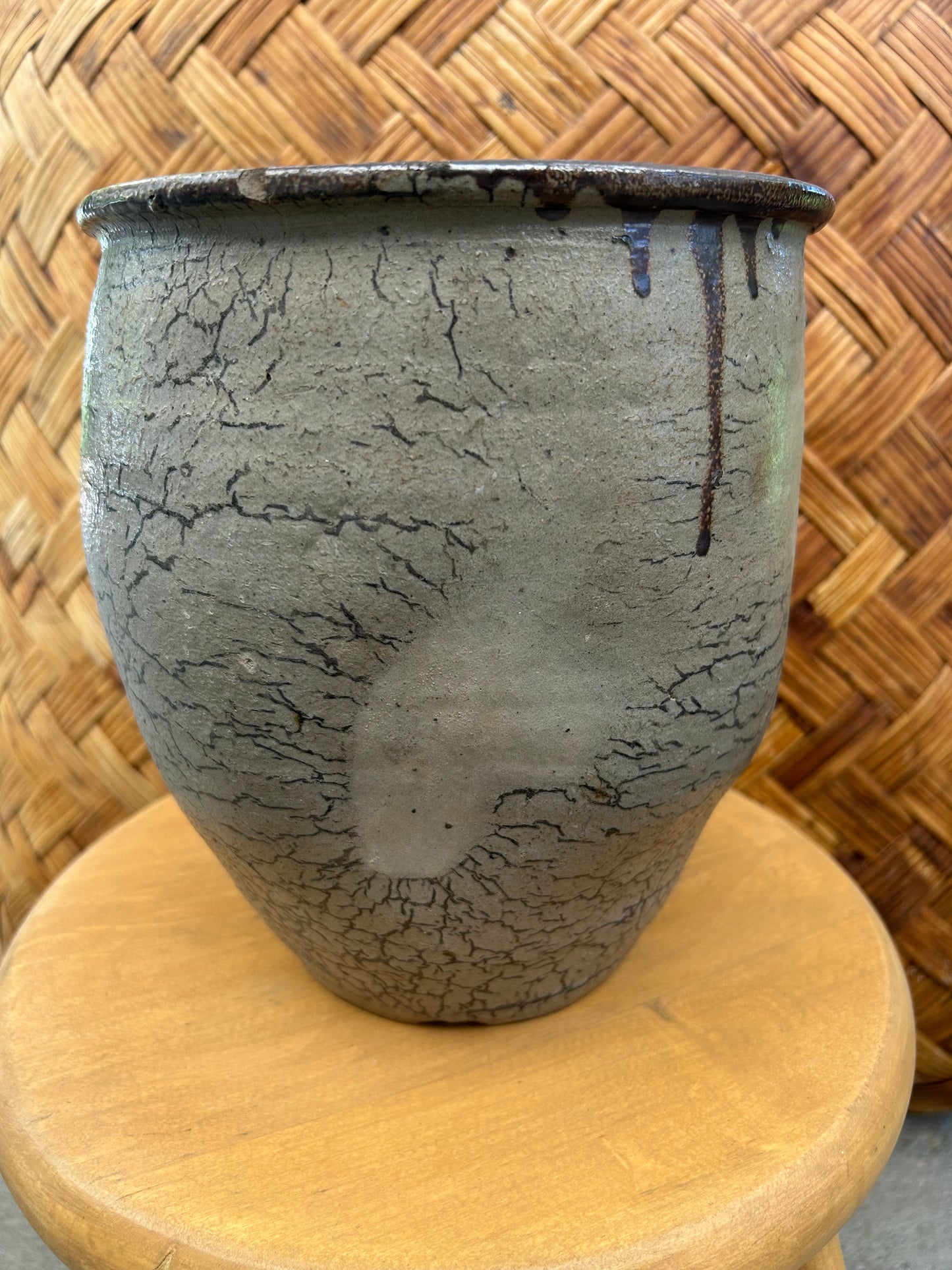 Crackle Glaze Studio Pottery Pot