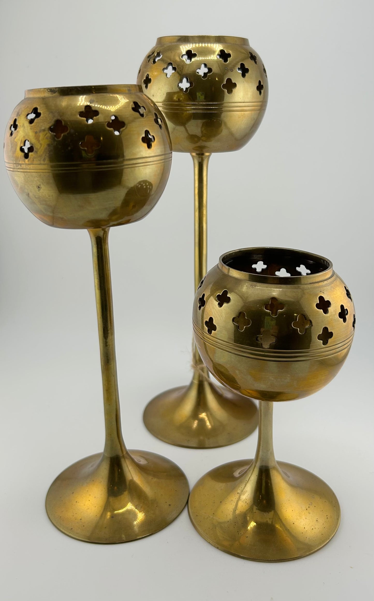 Vintage Brass Tealight Holders (Set of 3)