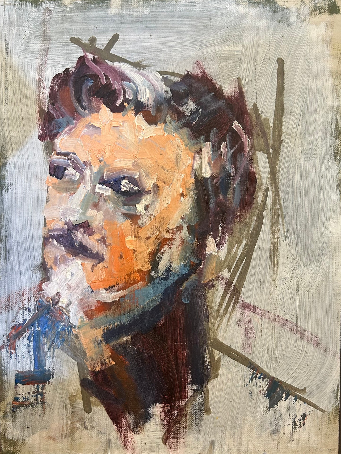 Abstract Male Portrait on Board Unframed