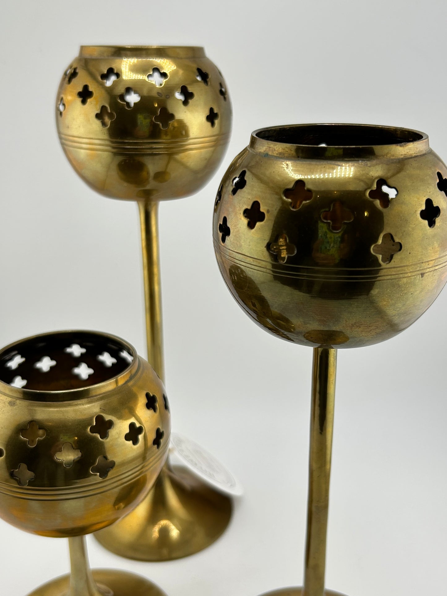 Vintage Brass Tealight Holders (Set of 3)