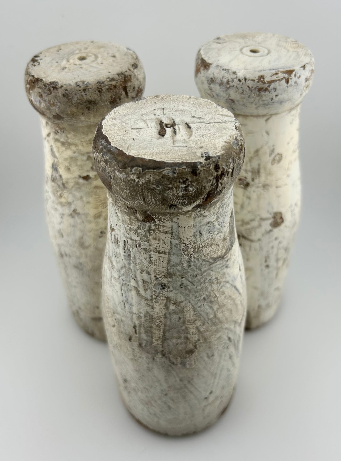 Antique Wood Carnival Milk Bottles (Set of 3)