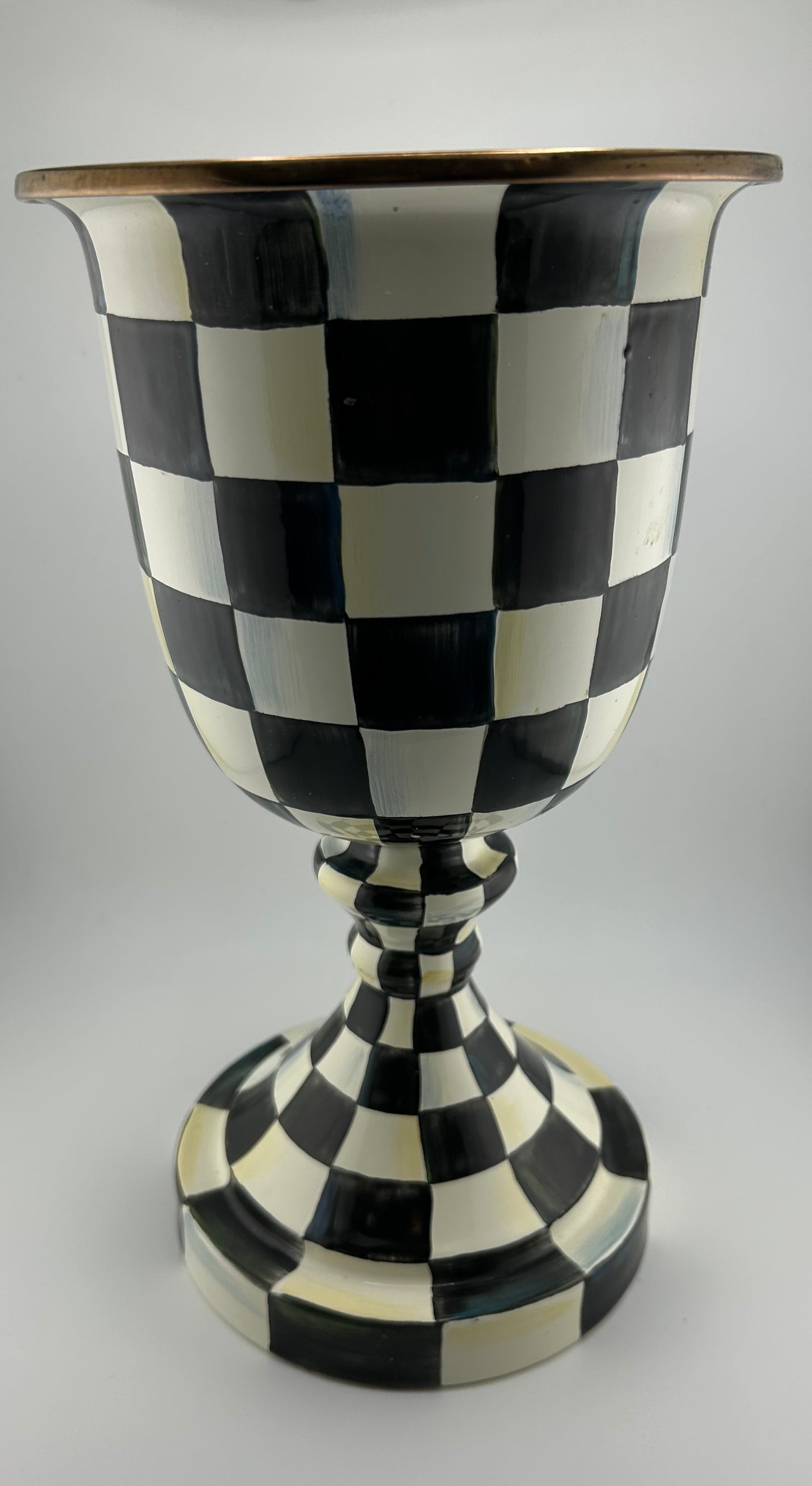 Mackenzie Childs Courtly Check Enamel Urn