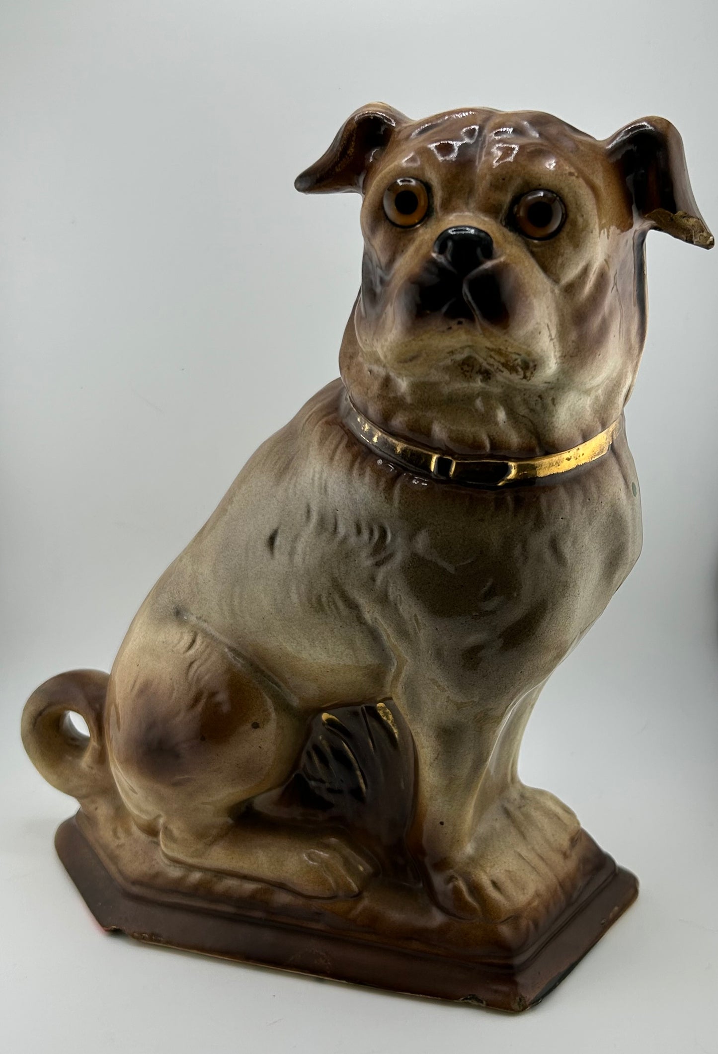 Vintage Pug Figure with Glass Eyes (as found)