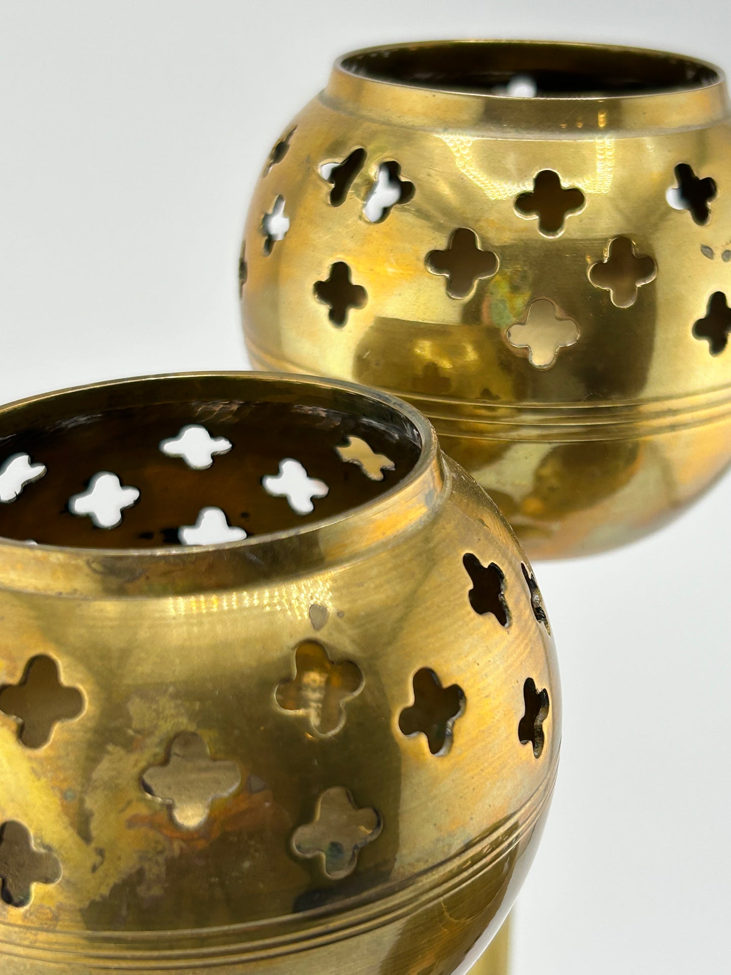 Vintage Brass Tealight Holders (Set of 3)