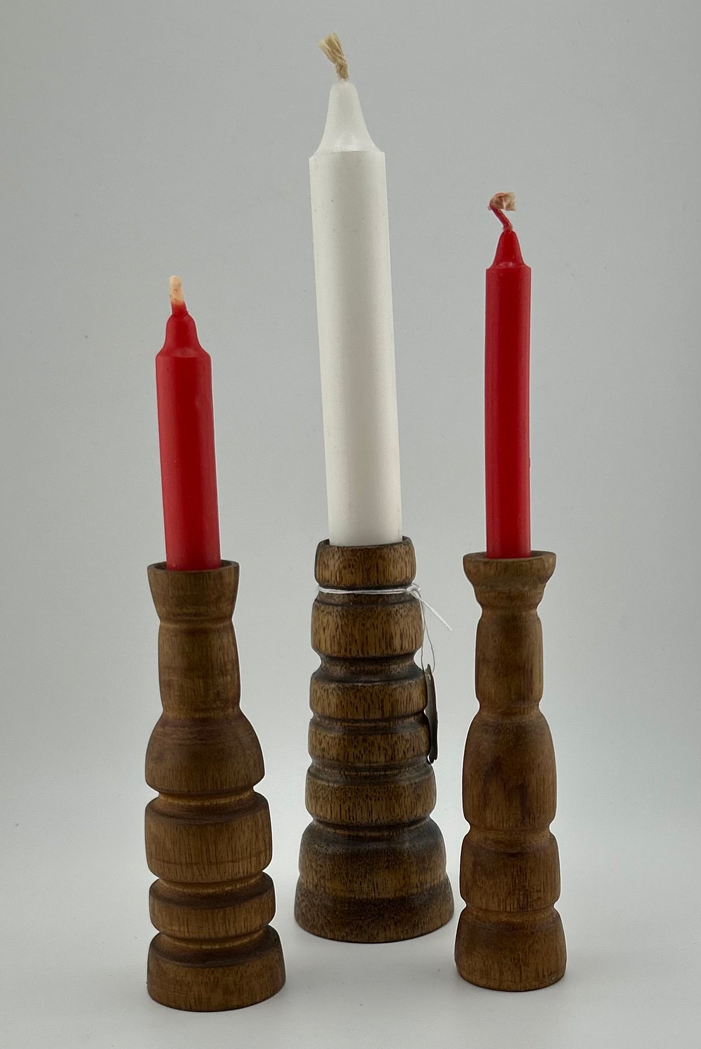 Small Rustic Wood Candleholders