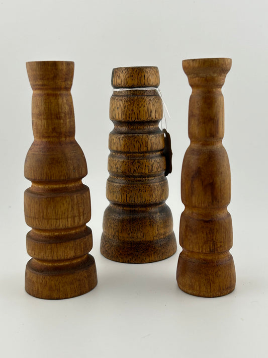 Small Rustic Wood Candleholders