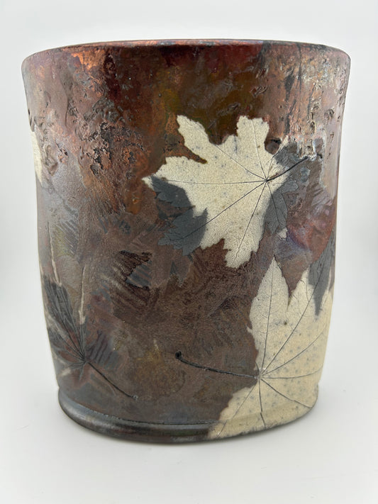 Fall Leaves Raku Vase by Dave & Boni Deal