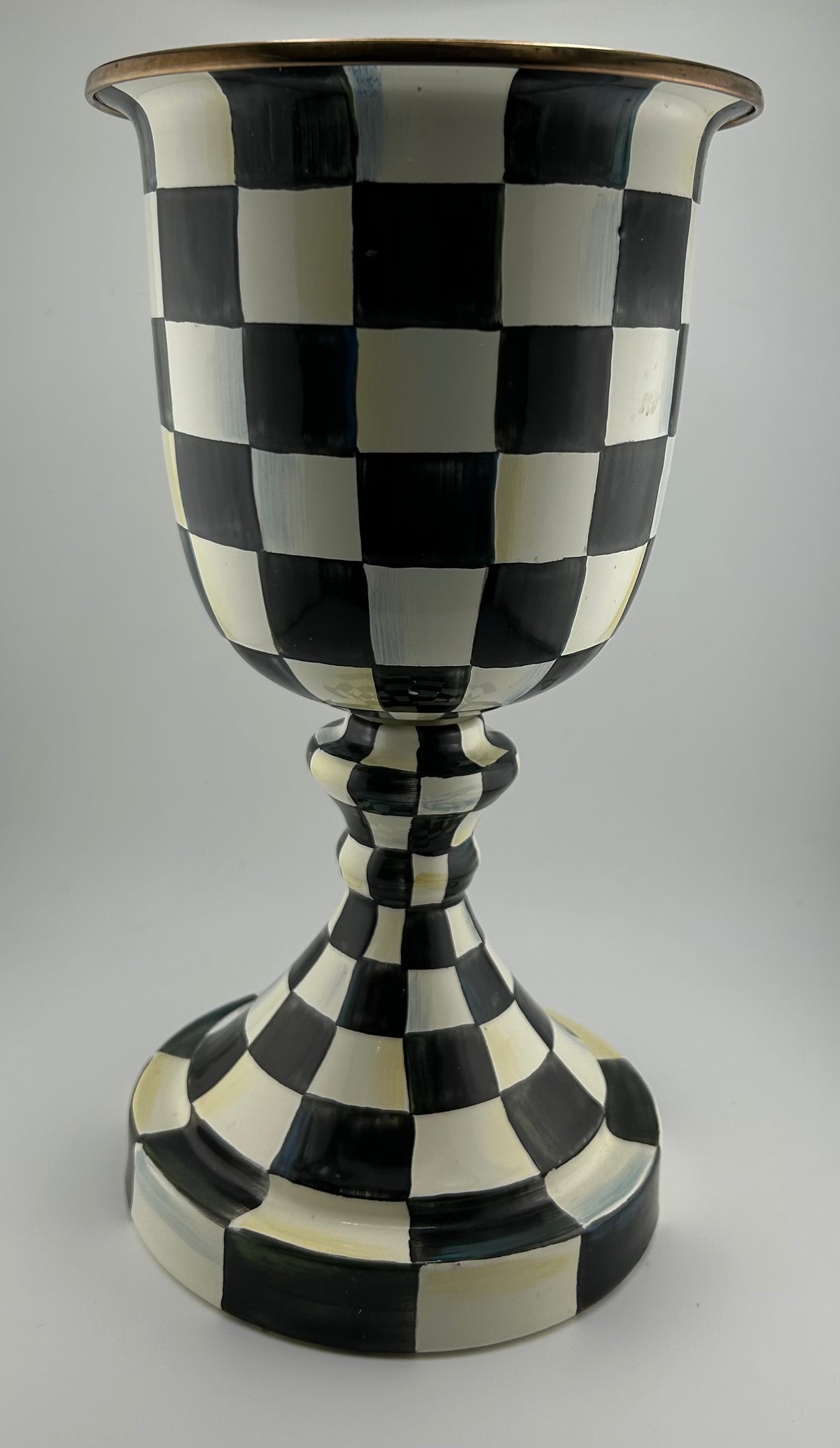 Mackenzie Childs Courtly Check Enamel Urn