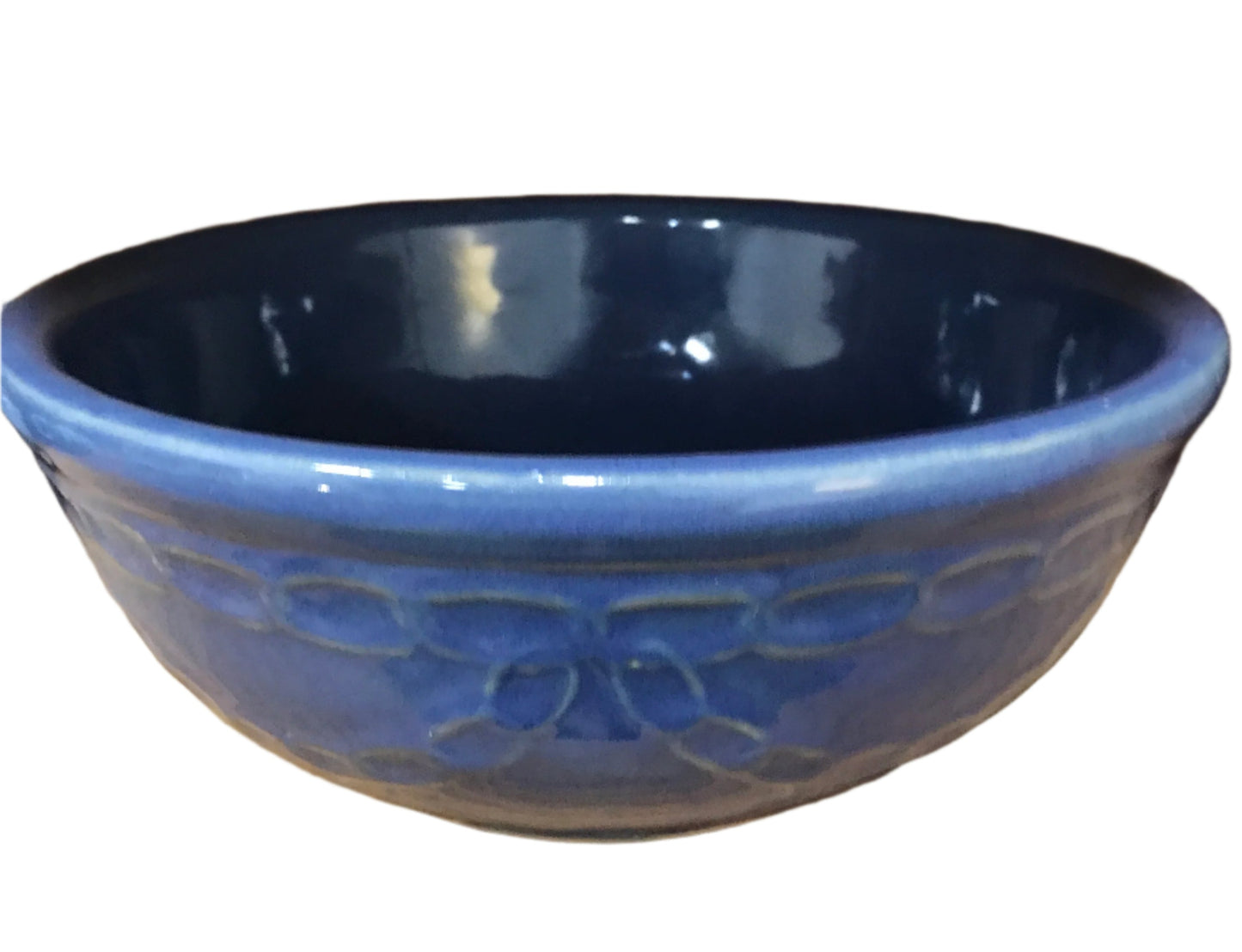 Monmouth Western Chainlink Motif Blue Mixing Bowl 9”