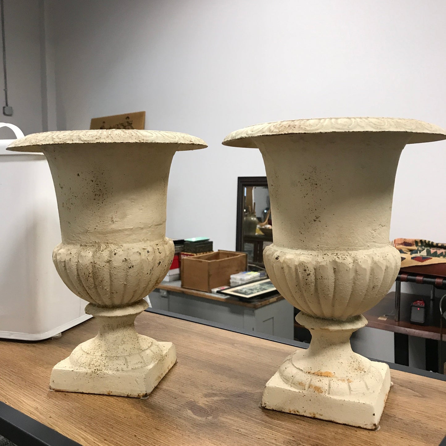 Ivory Cast Iron Garden Urn